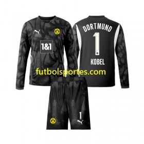 Camiseta Borussia Dortmund Gregor Kobel 1 Portero Niño Cuarta Equipación 2024/2025 Manga Larga